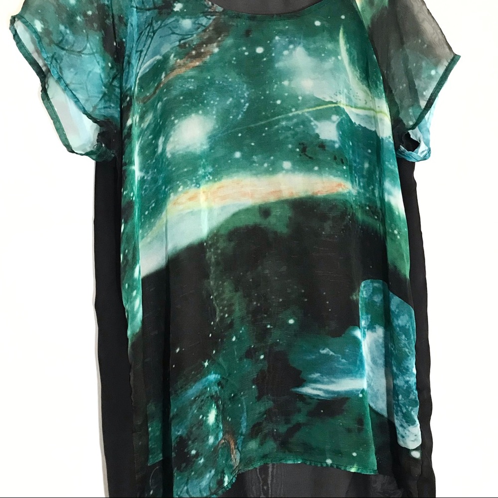 🌙Karmaloop Sheer Galaxy Print Tunic or Dress - Picture 3 of 5